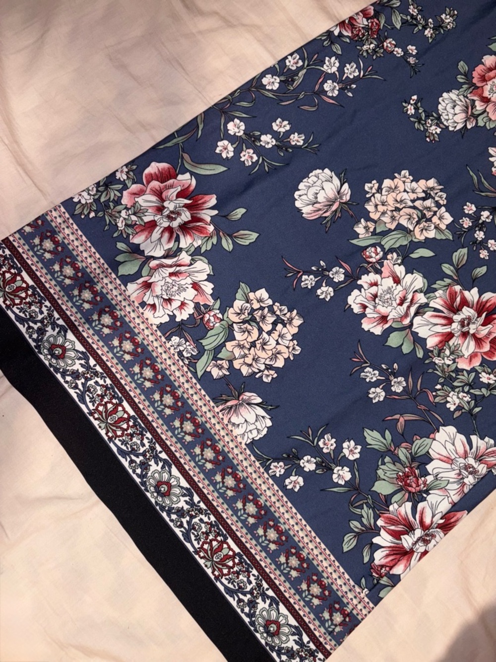 Apt. 9 Navy Maxi Skirt with Pink Floral Print - Picture 3 of 4